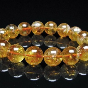 シトリン ブレスレット 虹入り 13mm シトリンクォーツ ブレス メール便可 一点物 111-50487