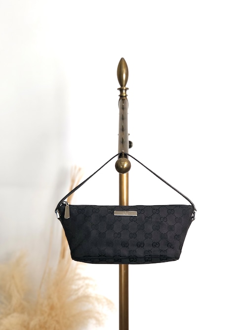 GUCCI グッチ GGキャンバス ハンドバッグ ブラック ジャガード ミニバッグ アクセサリーポーチ vintage ヴィンテージ オールド j7yzmi