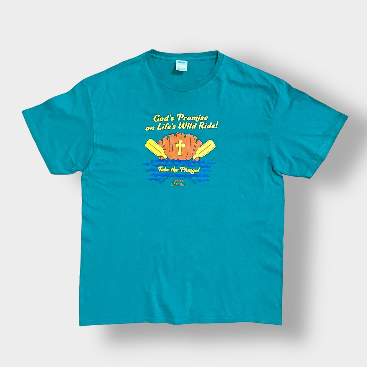 【DELTA】Splash Canyon プリント ロゴ Tシャツ XL ビッグサイズ 半袖 スプラッシュキャニオン エメラルドグリーン US古着