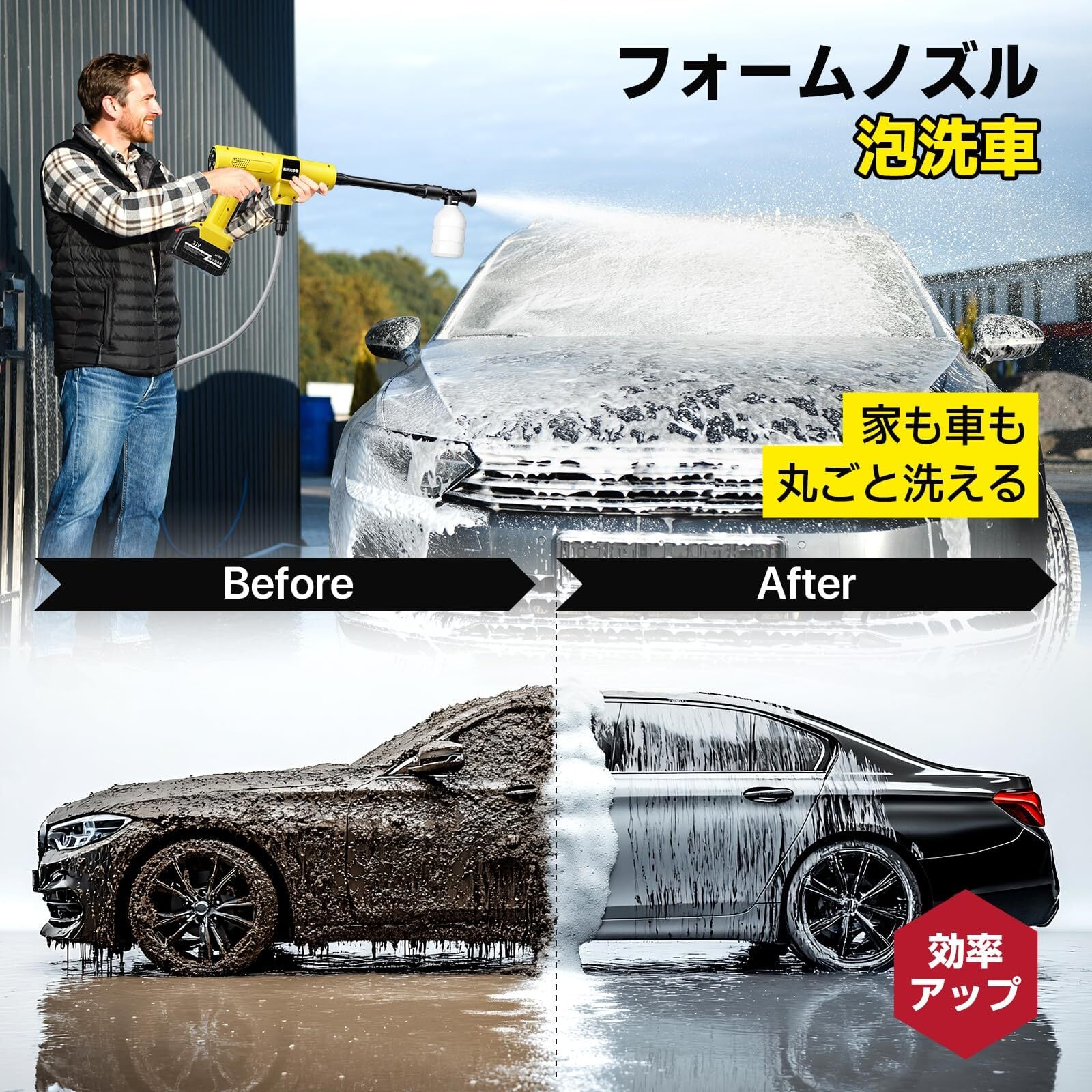 2025新登場強化版】高圧洗浄機 コードレス 充電式 バッテリー式