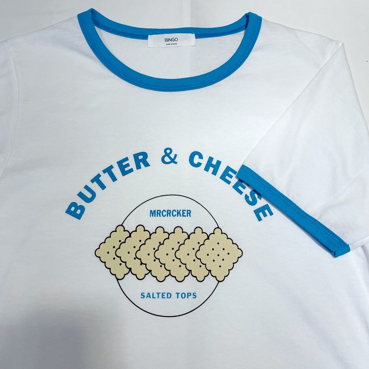 222064-5】Trim neck cracker t-shirt/トリムネック クラッカー T