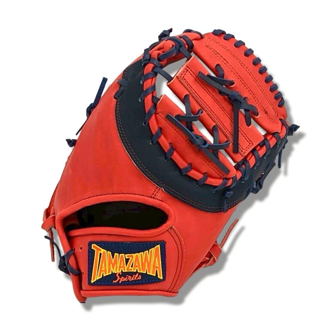 【玉澤】 ソフトボール キャッチャーミット兼ファーストミット用 TSF-RN155WD(本体:レッド×ネイビー 紐:ネイビー)|タマザワ