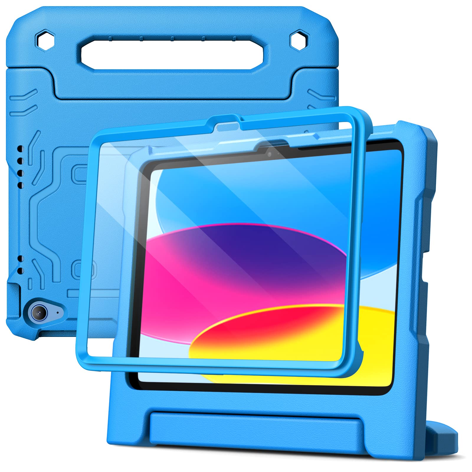 JETech iPad (A16) 第11/10世代用 子供用ケース 液晶保護フィルム付き (ブルー)