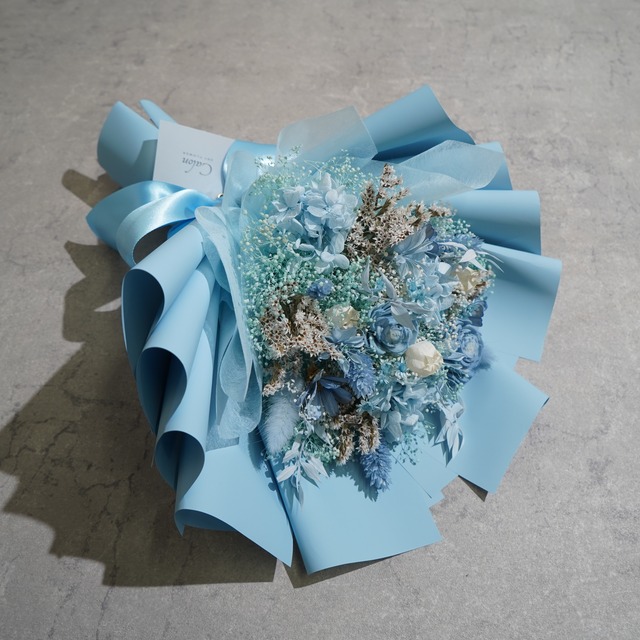 ドライフラワーの花束 Mサイズ ライトブルー M-574≪限定１点≫