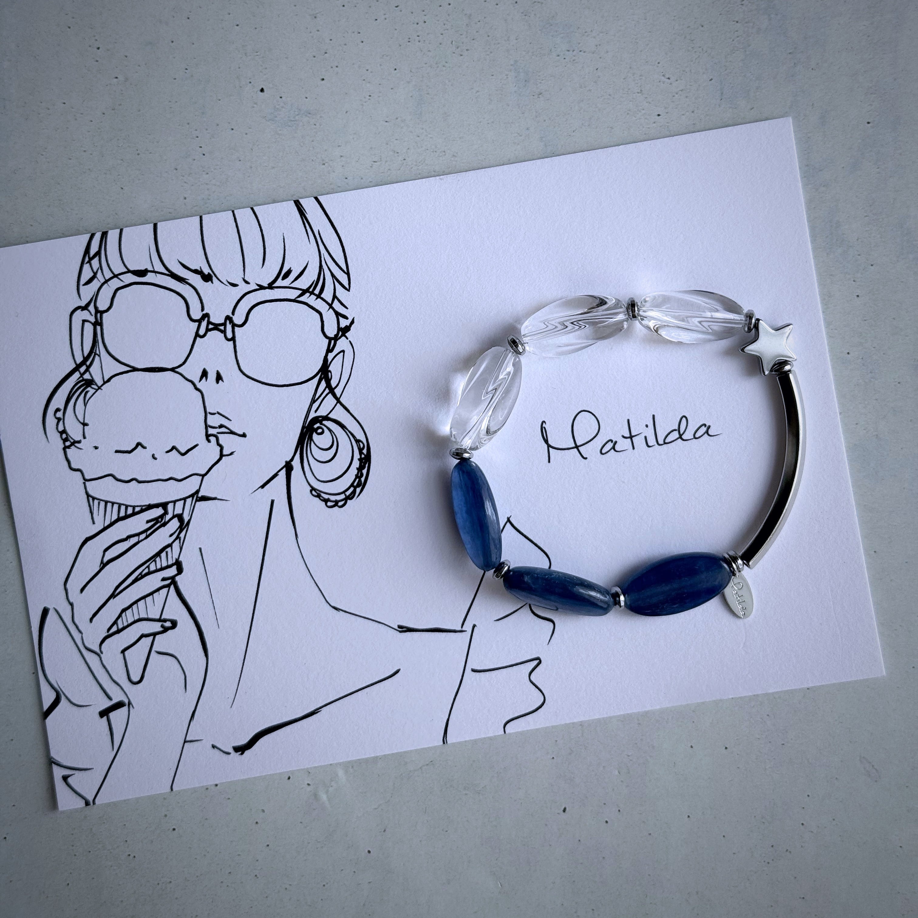 Tube & stone bracelet(カイヤナイト×クォーツ)