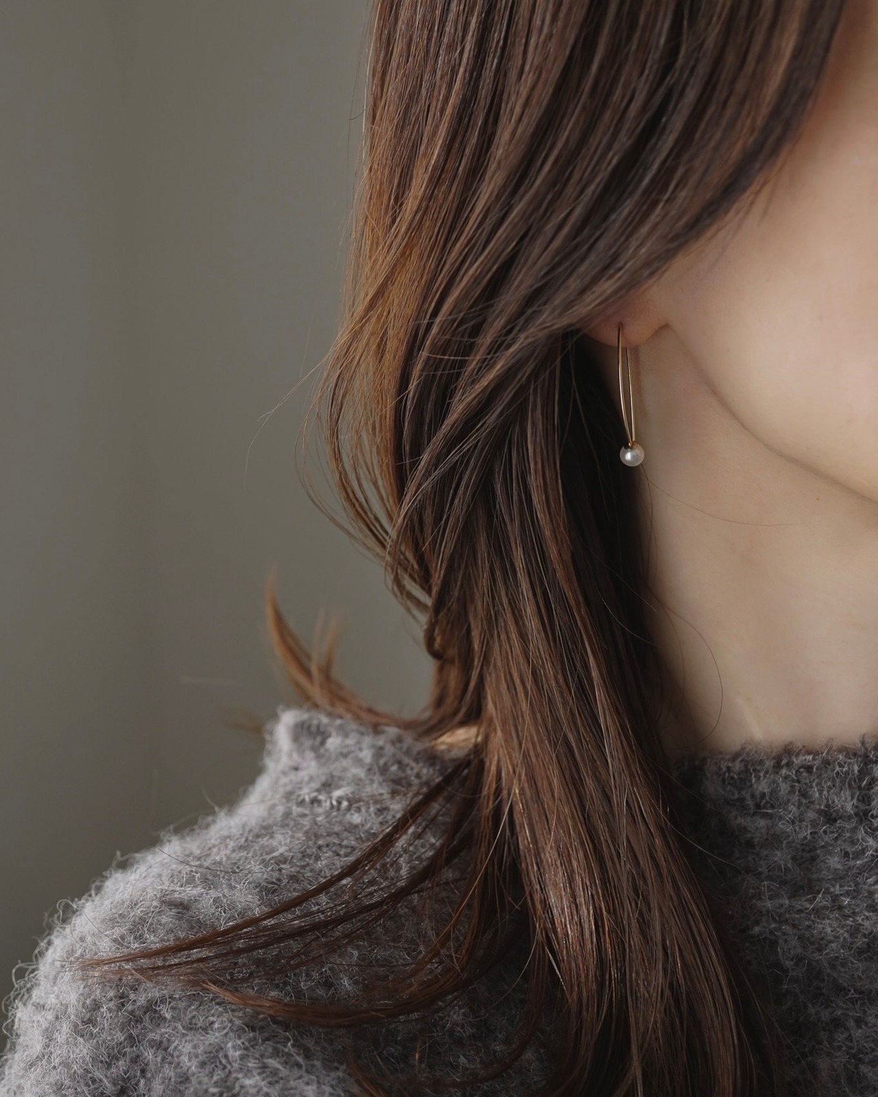 ロングフックピアス-Pearl／K14GF