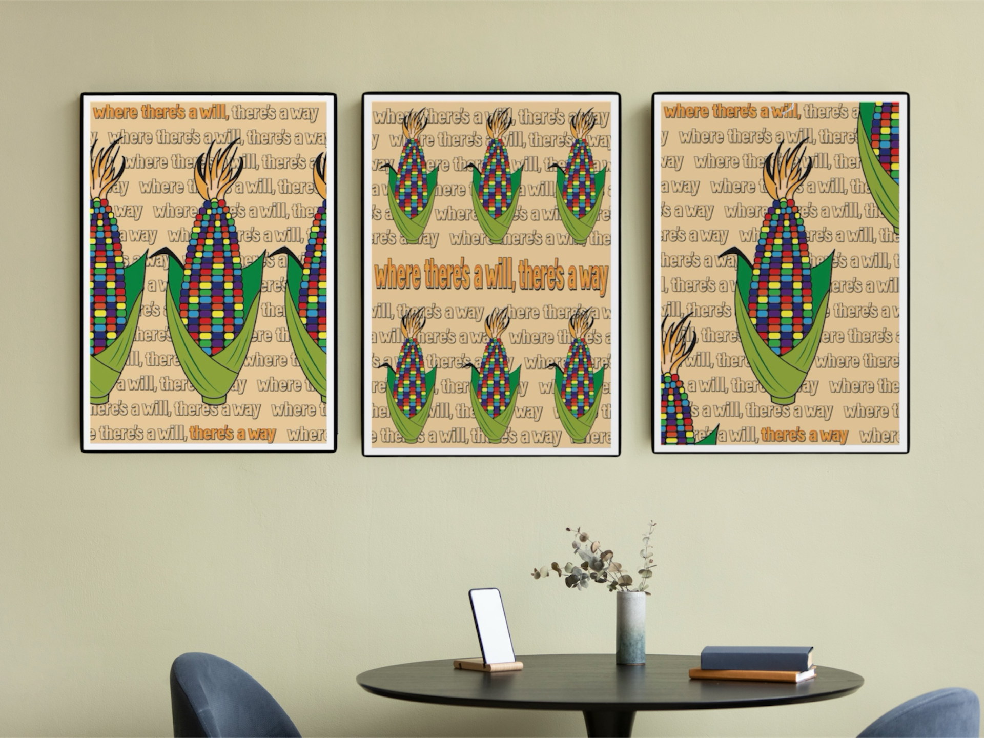 DHD(M)013【フレーム付きインテリアポスターA2　とうもろこしⅡ】