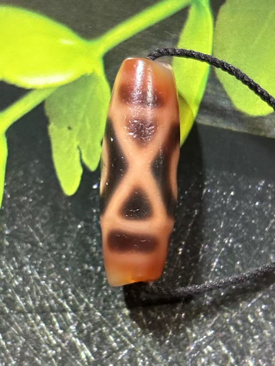 世交二眼天珠 六芒星二眼天珠 小盧社製 紅肉天珠 ／チベット 天珠 dZi
