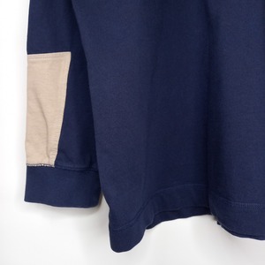 ナイキ　ポロシャツ　長袖　刺繍ロゴ　スウォッシュ　ネイビー　ベージュ　L