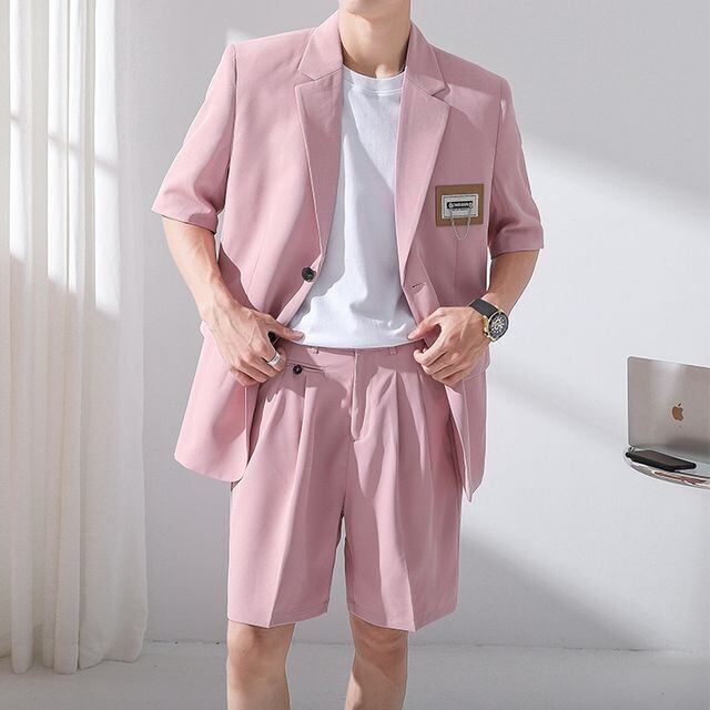 予約販売】メンズ スーツ 半袖 ハーフパンツ スリム 男前 ジャケット