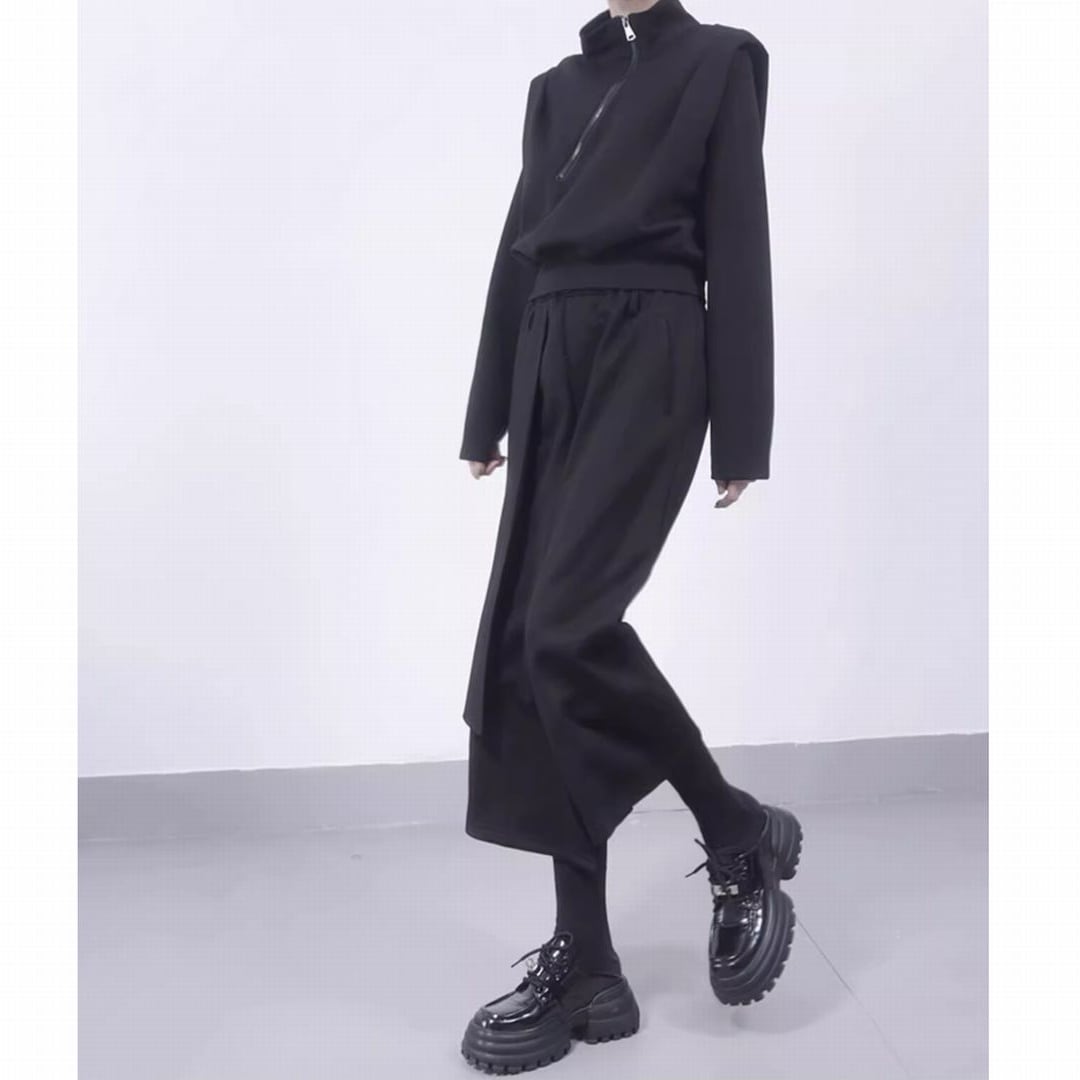 ジッパーハイネック長袖プルオーバー PU0274