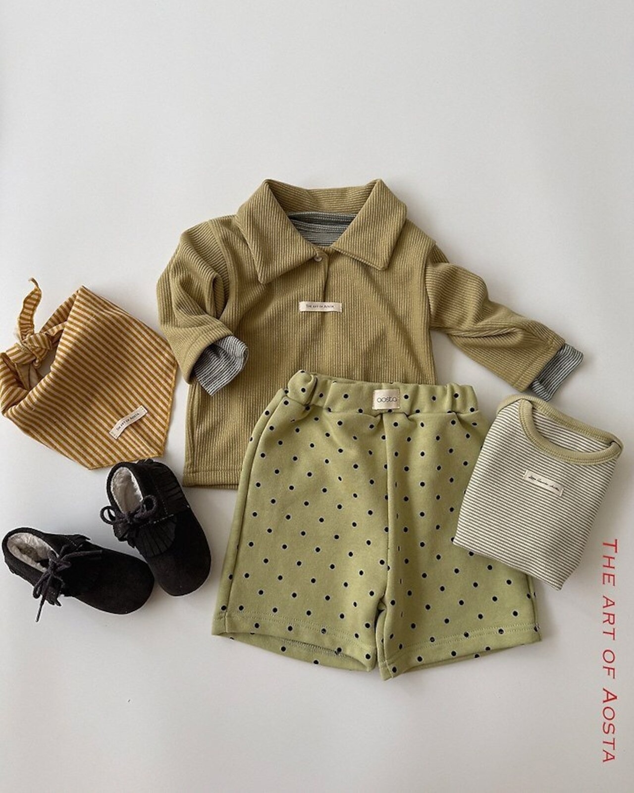 韓国子供服 / 26Autumn / Aosta / モルモル襟Tシャツ / 秋服 *S~XXL*