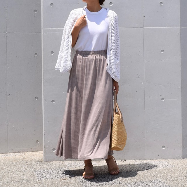 Relax Flare Skirt / mocha dot