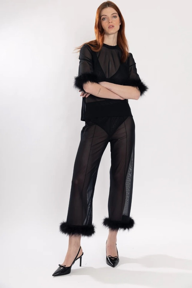 LISA MESH T-SHIRT - BLACK