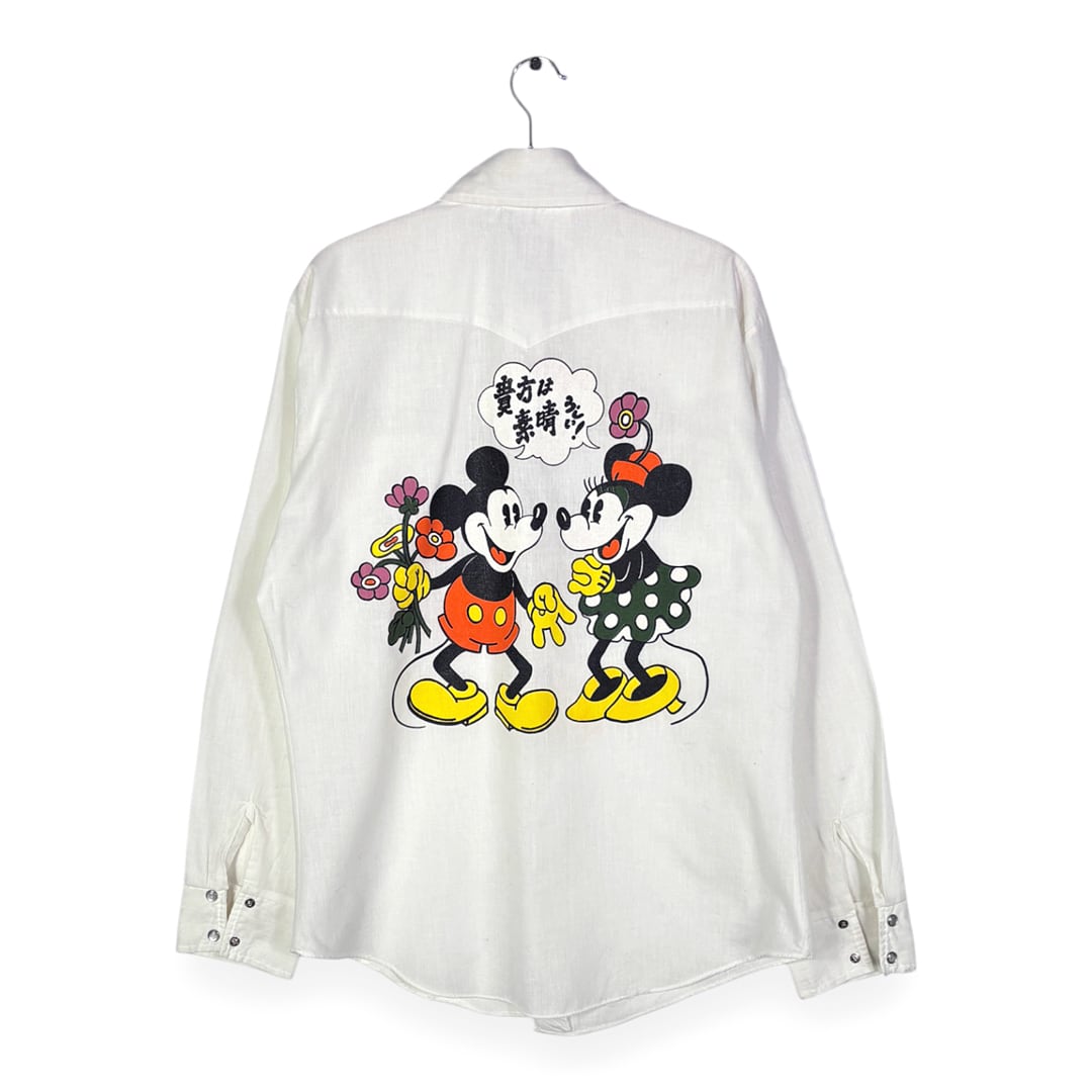 70s ミッキーマウス × ケニントン ヴィンテージ ウエスタンシャツ ミニーマウス KENNINGTON サイズL 古着 CA1510