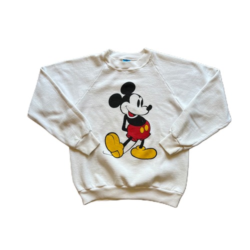 80's Mickey Mouse Raglan Sweat White S ¥10,800+tax