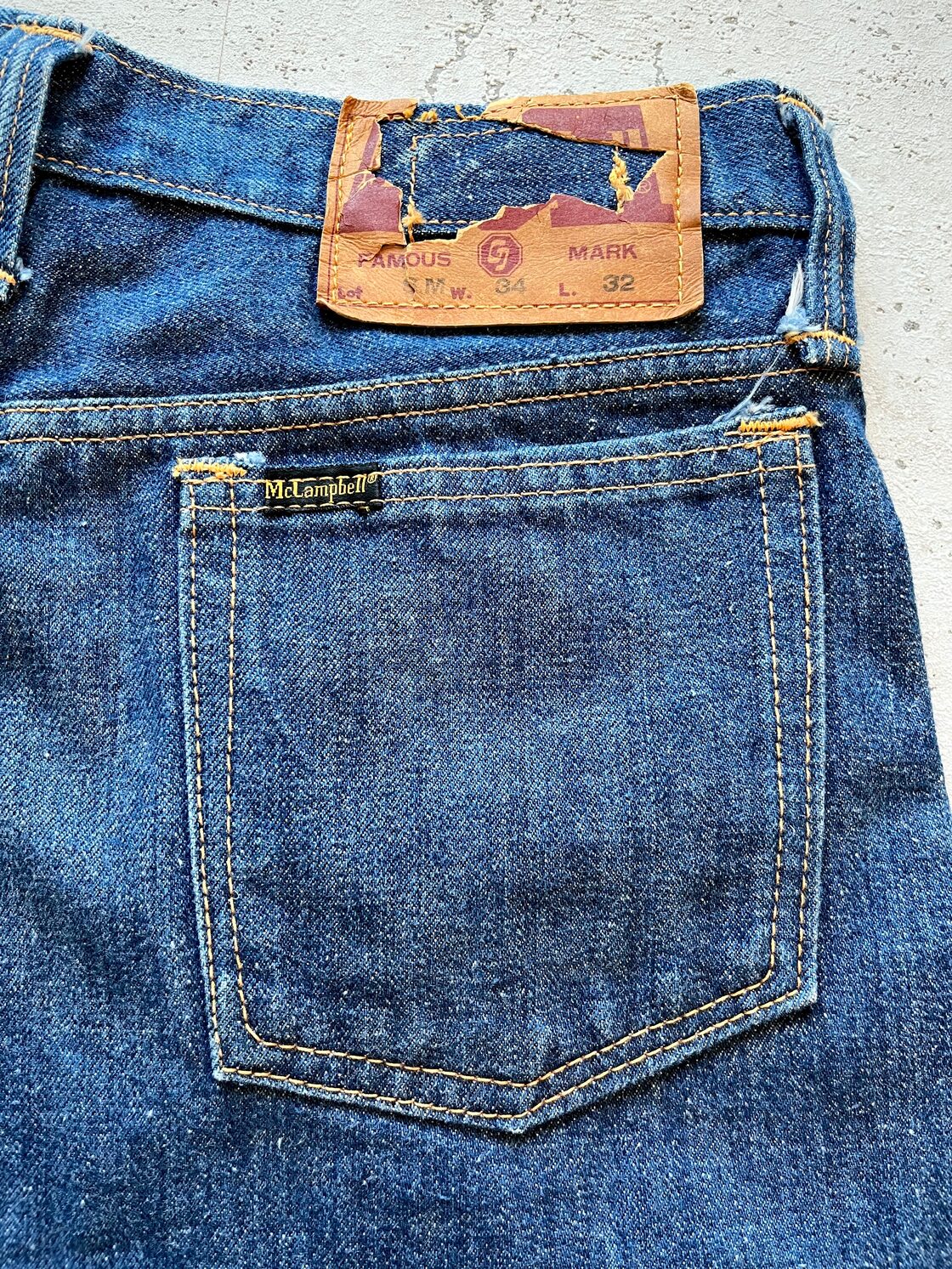 70s McCampbell 5PKT INDIGO DENIM SLIM TAPERED OLD VINTAGE マッ 