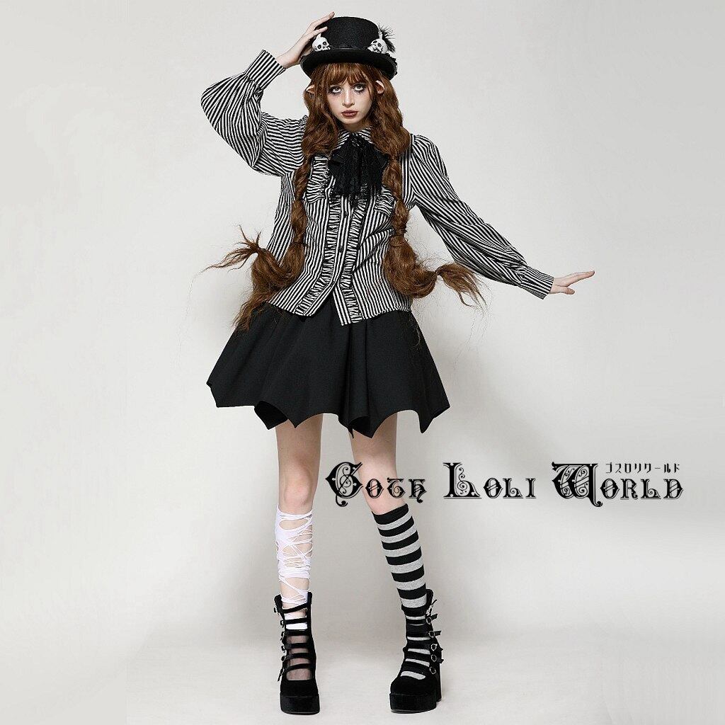 かなん】ロリィタJSK ブラウス ボンネット 懐古 ブラック 甘ロリ