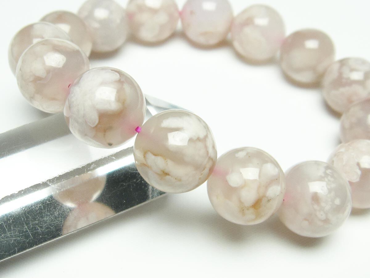 チェリーブロッサムアゲート ブレスレット 桜瑪瑙 15mm [M便 1/10] 111
