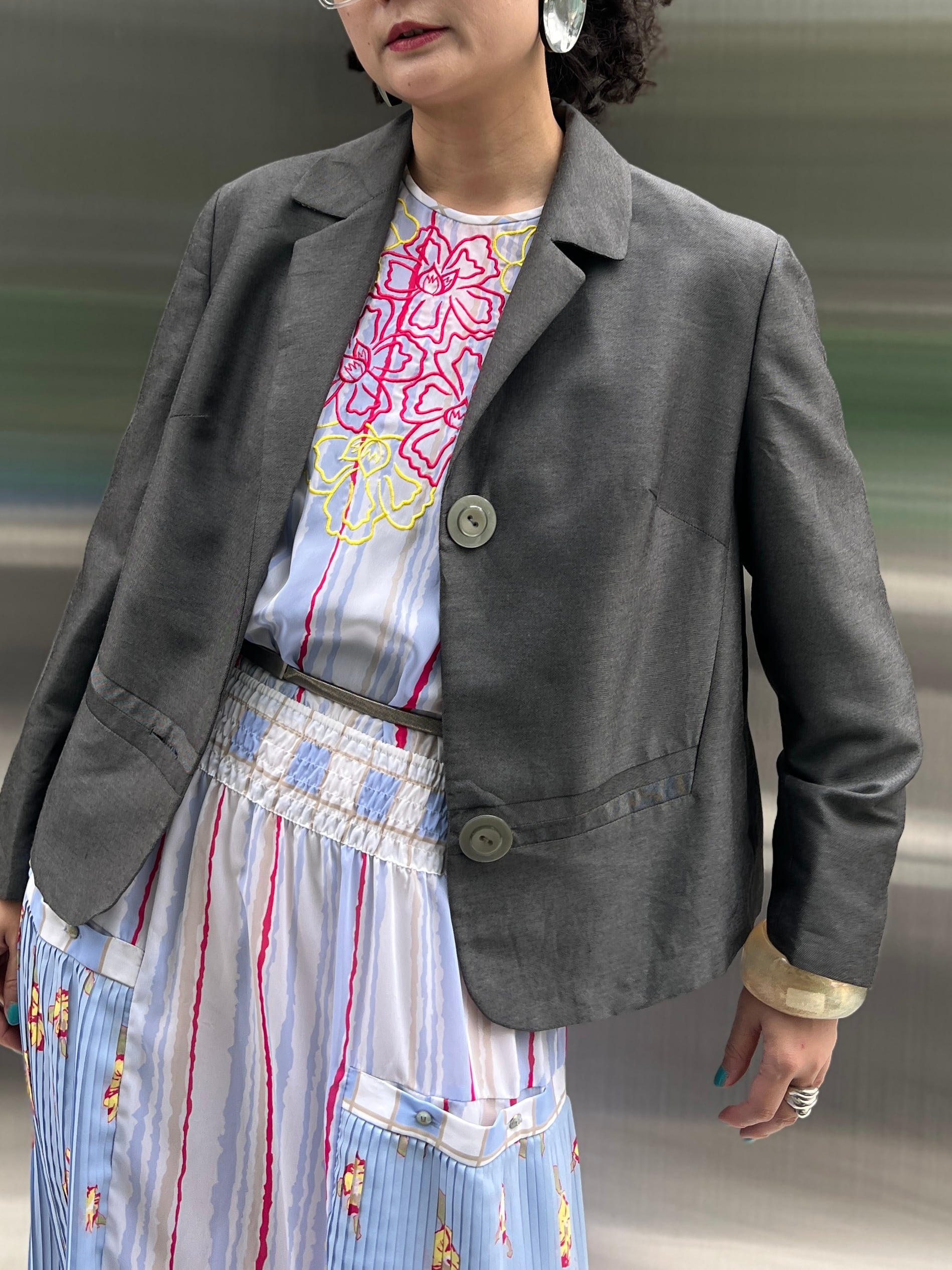 Vintage Euro charcoal gray summer wool jacket