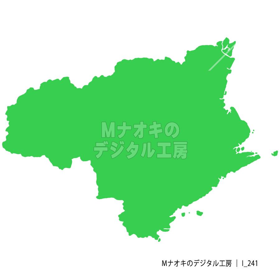 少しゆるい徳島県地図 フチなし 【I_241】　A slightly loose map of Tokushima prefecture without borders