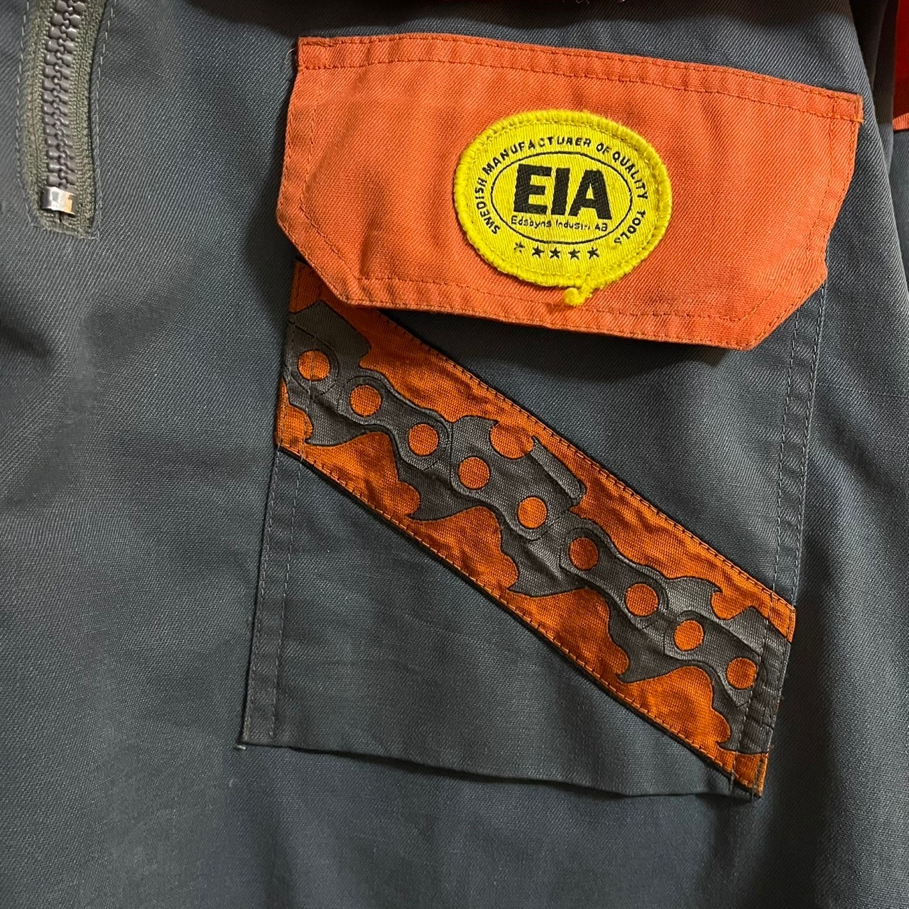 90s ポルトガル製 EIA デザインハーフジップジャケット オレンジ×ダークグリーン 切替デザイン