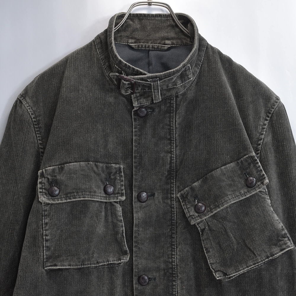 Used スタンドネックデザイン コーデュロイ ミリタリースタイル ジャケット ヴィンテージ ジャンパー アウター カーキブラウン ビンテージ 古着 メンズM相当