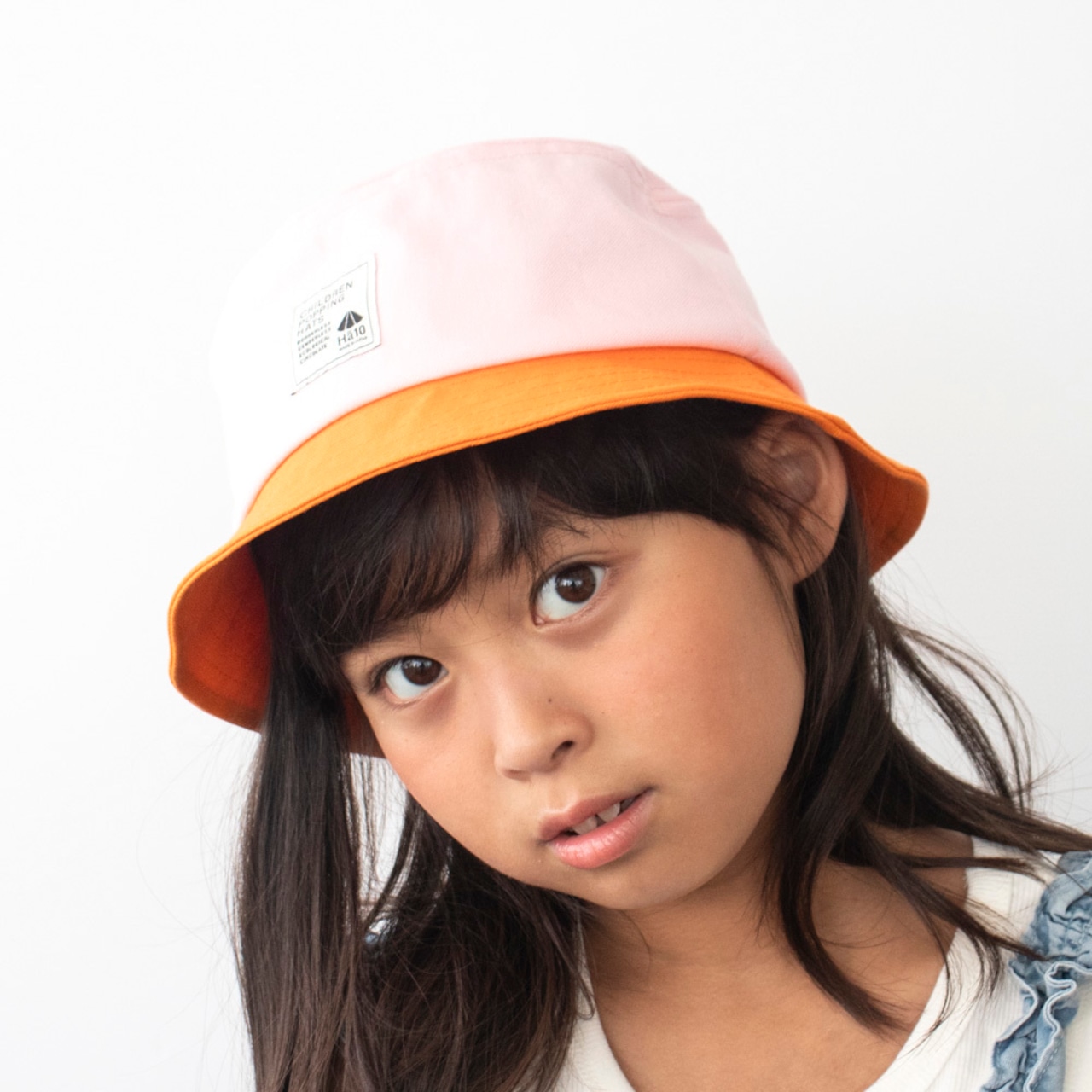 バケットハット【ピンク×オレンジ】54cm 全3色 推奨年齢4歳〜8歳