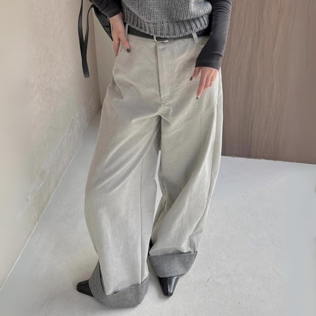 Rolled up bicolor pants　V2466