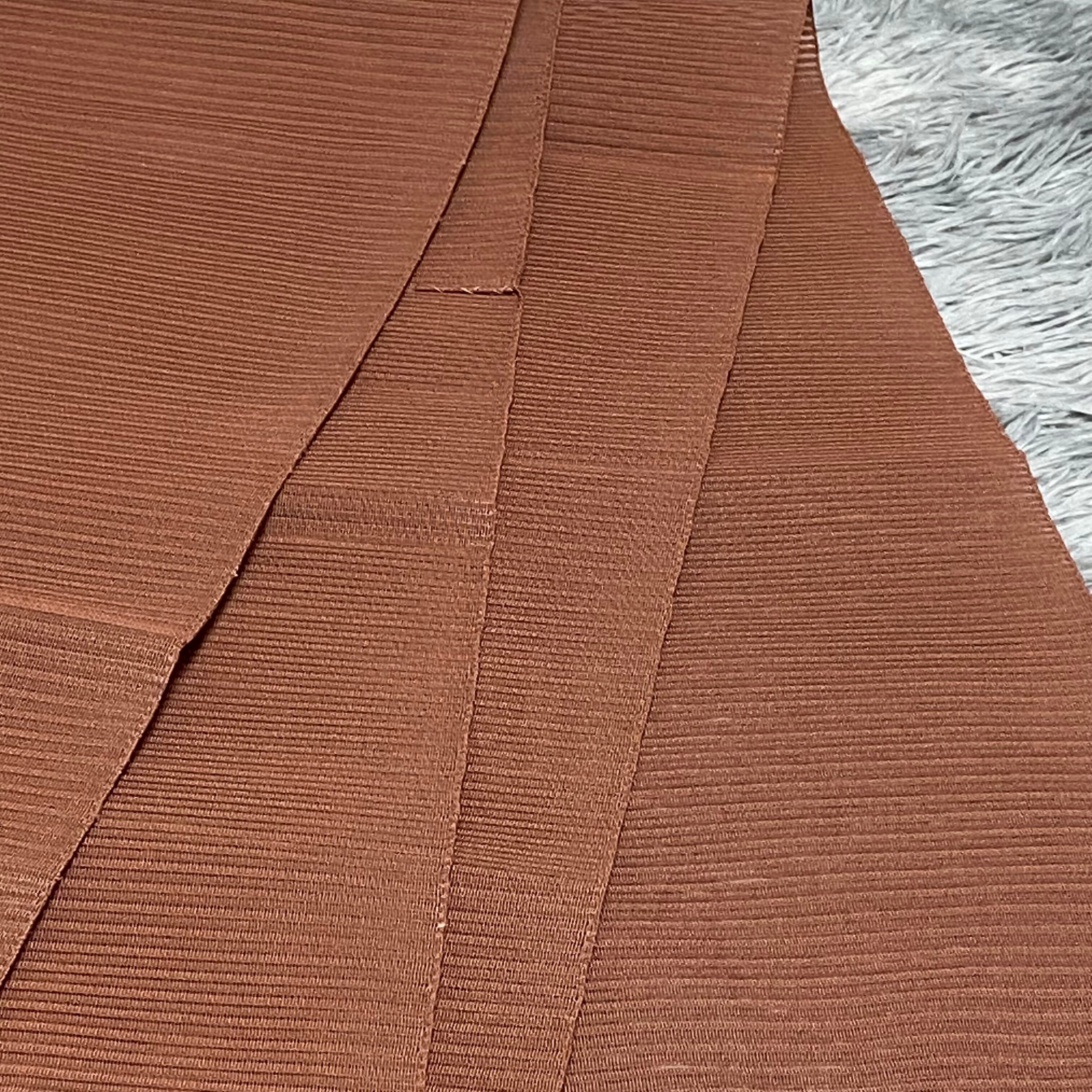 美品 希少【夏帯 絽】八寸名古屋帯 開き仕立て 無地 くすみピンク 昭和