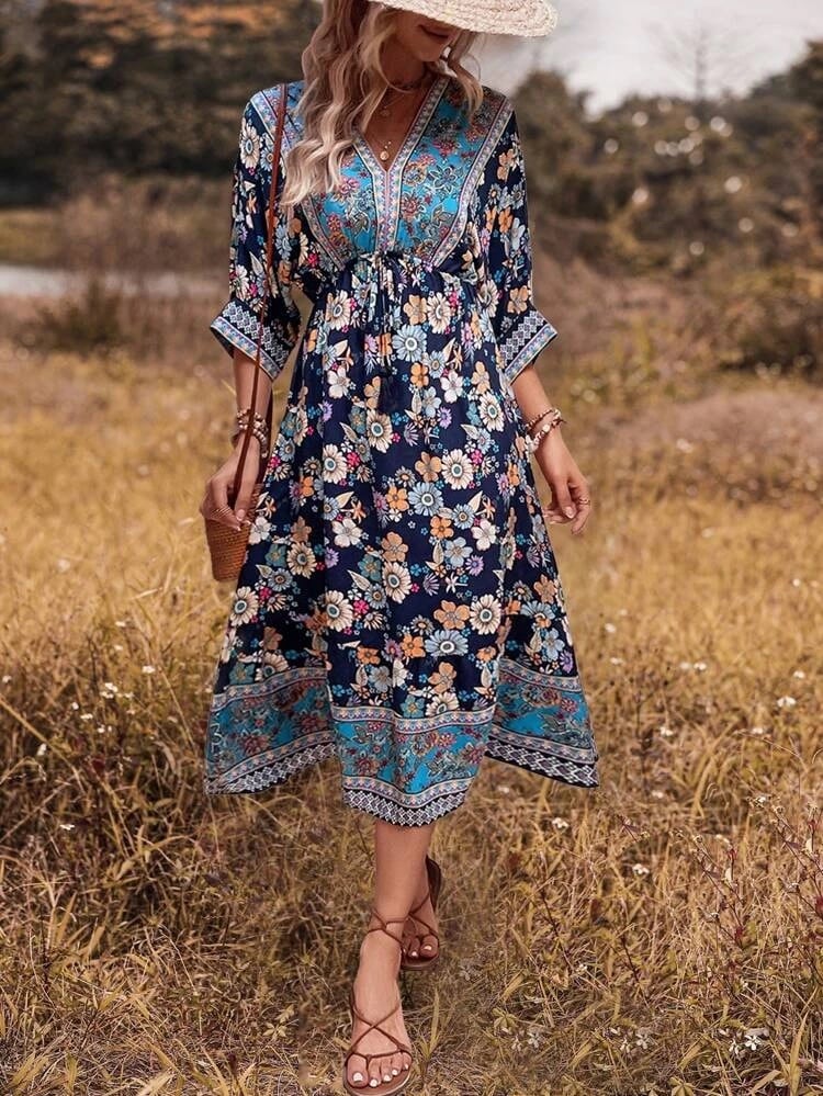 一点物【即納】ミモレ丈ワンピース ロングワンピ ボヘミアン boho