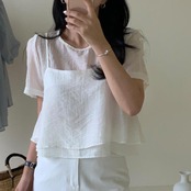 シャツ×キャミレイヤードセット　全3色　 00068