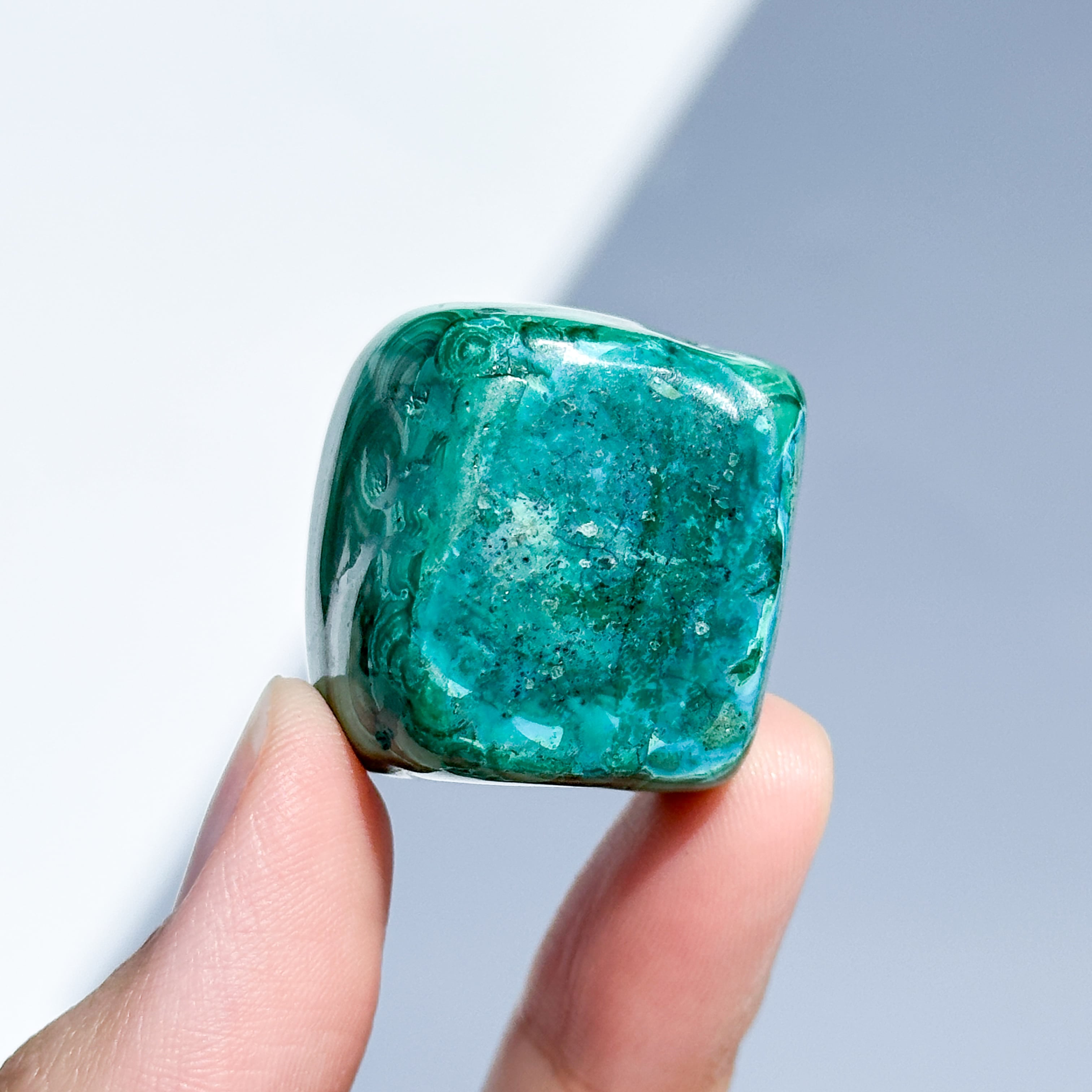マラカイト with クリソコラ（マラコラ） タンブル13◇ Malachite with