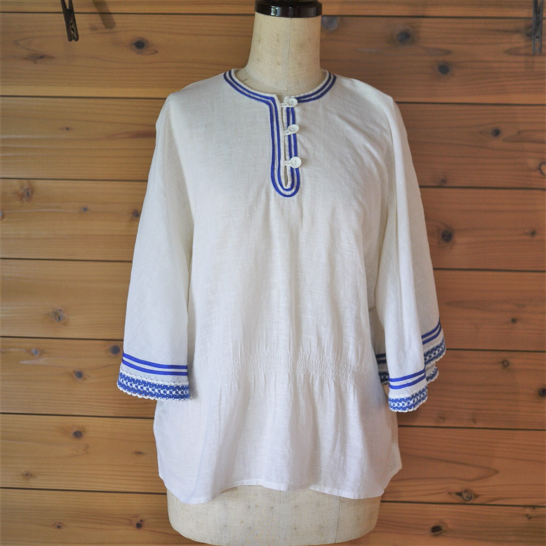 ブルーライン ポンチョ風ブラウス Lucie Linden/西ドイツ