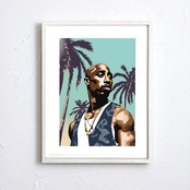 California Love Ⅱ｜2Pacをオマージュしたウェストコーストアート｜ヒップホップ好き必見の一点｜額縁付きA4ポスター