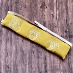 《首・肩用》米ぬか・玄米カイロ（選べるハーブ）犬刺繍　マスタード　カバー付