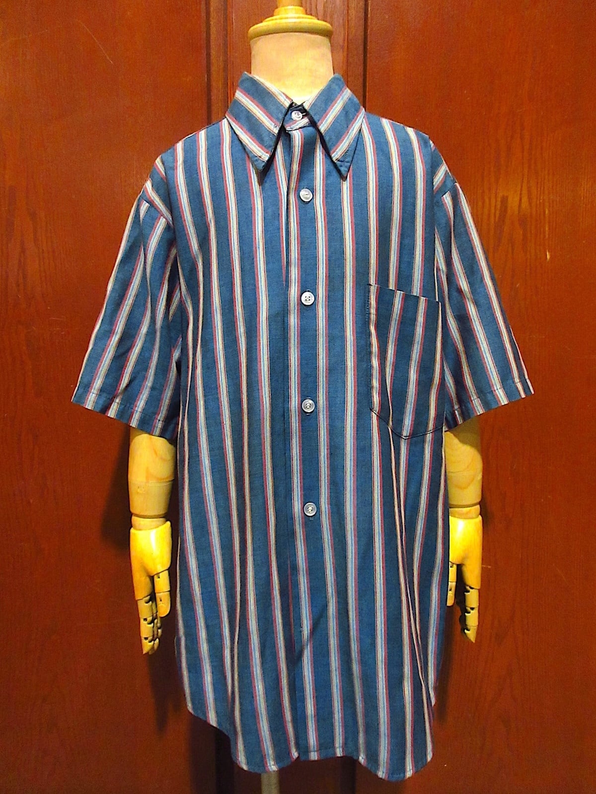 ビンテージ70's○TOWNCRAFTキッズマルチストライプ半袖シャツsize 14