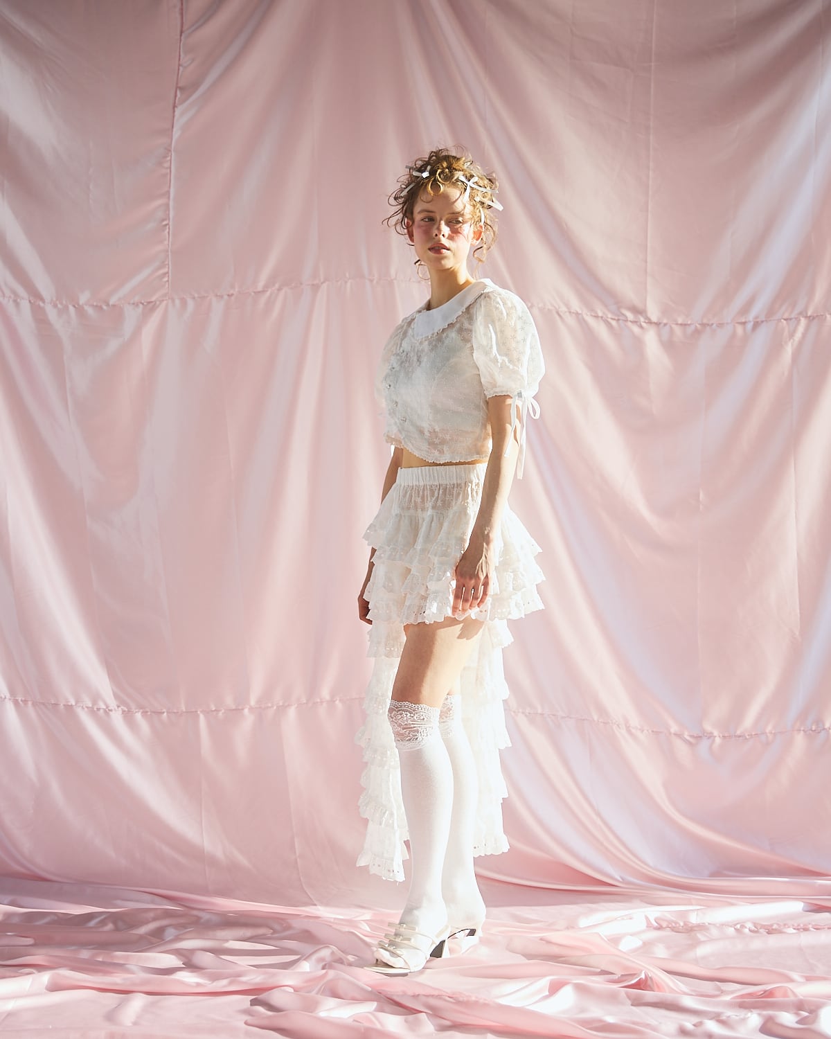 ホワイト アシンメトリー フリルデザイン スカート S/S アシンメトリーフリルスカート | lilLilly official webstore
