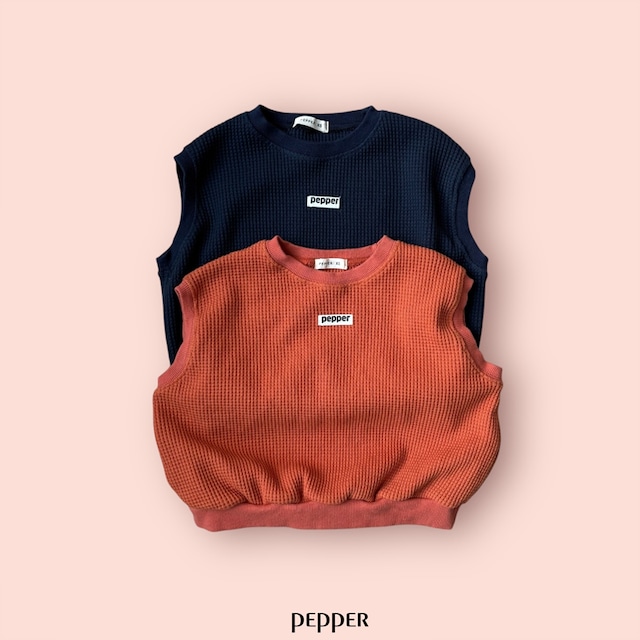 【取寄】pepper｜carrot waffle vest｜キャロットワッフルベスト｜XS-XL｜kids｜26 spring
