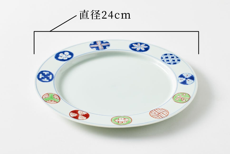 福珠窯】有田焼／染錦 丸紋 縁起皿 24㎝ | ピースクラフツ