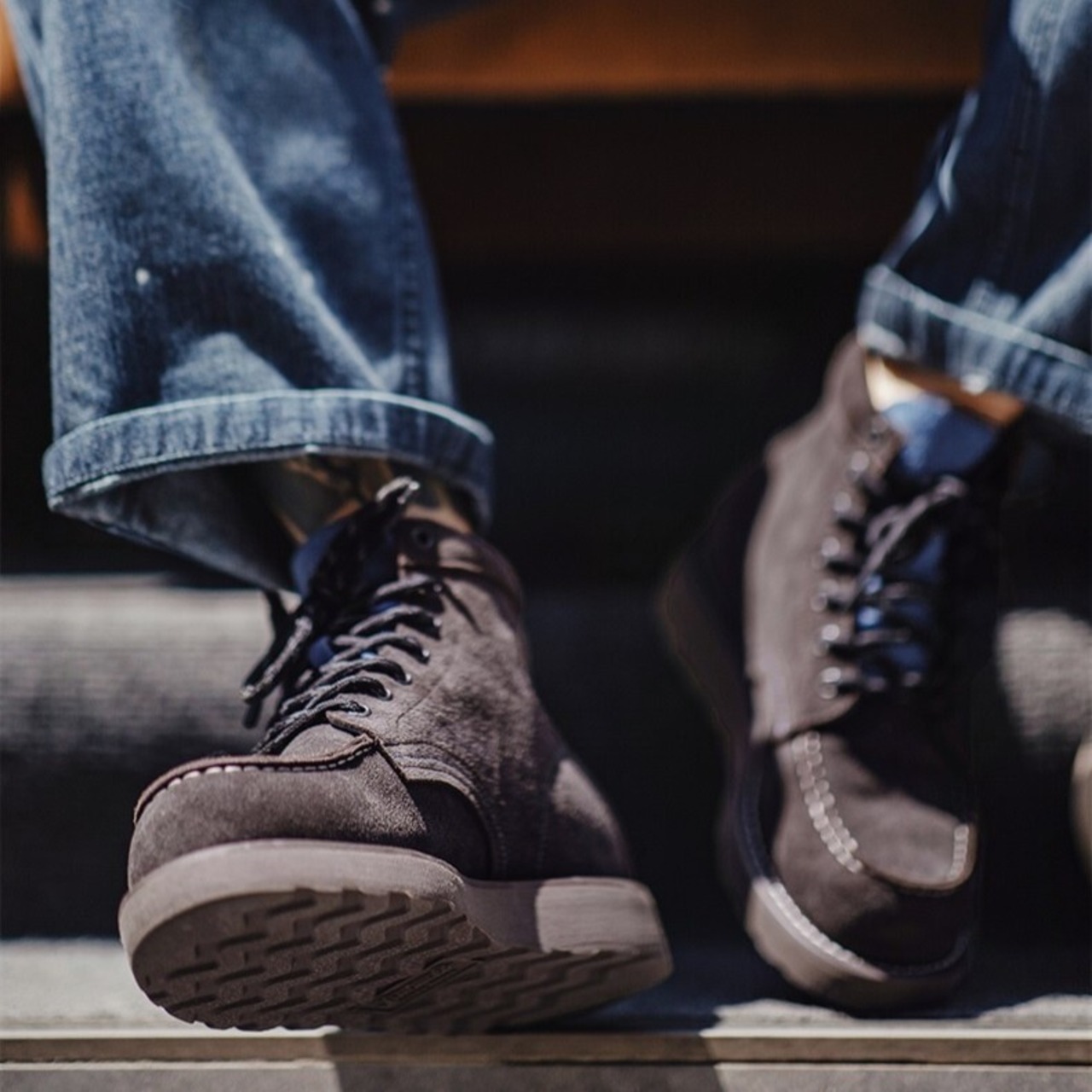 Bicolor Cow Suede Lace-Up Boots / バイカラー カウ スエード レースアップ シューズ