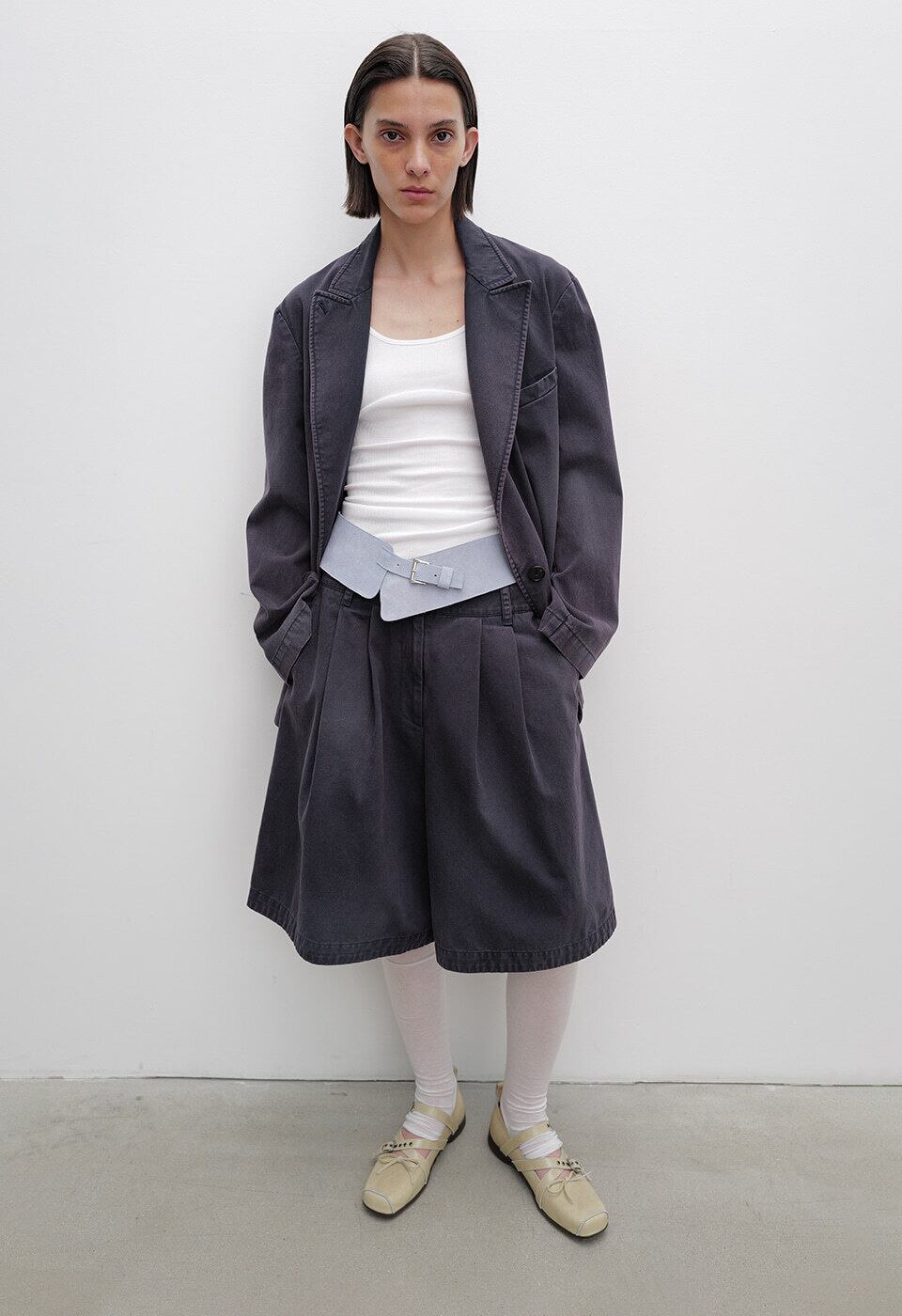 OPEN YY] CROSS BUCKLE BALLET FLATS, BEIGE 正規品 韓国ブランド 韓国