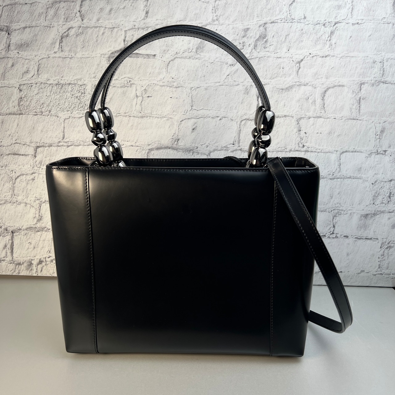 Dior クリスチャンディオール マリスパールパテントレザー ショルダーバッグ ブラック A-9837