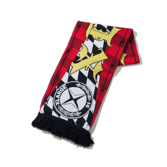 【残り1点】【XLARGE】XLARGE JACQUARD SCARF / RED【エクストララージ】