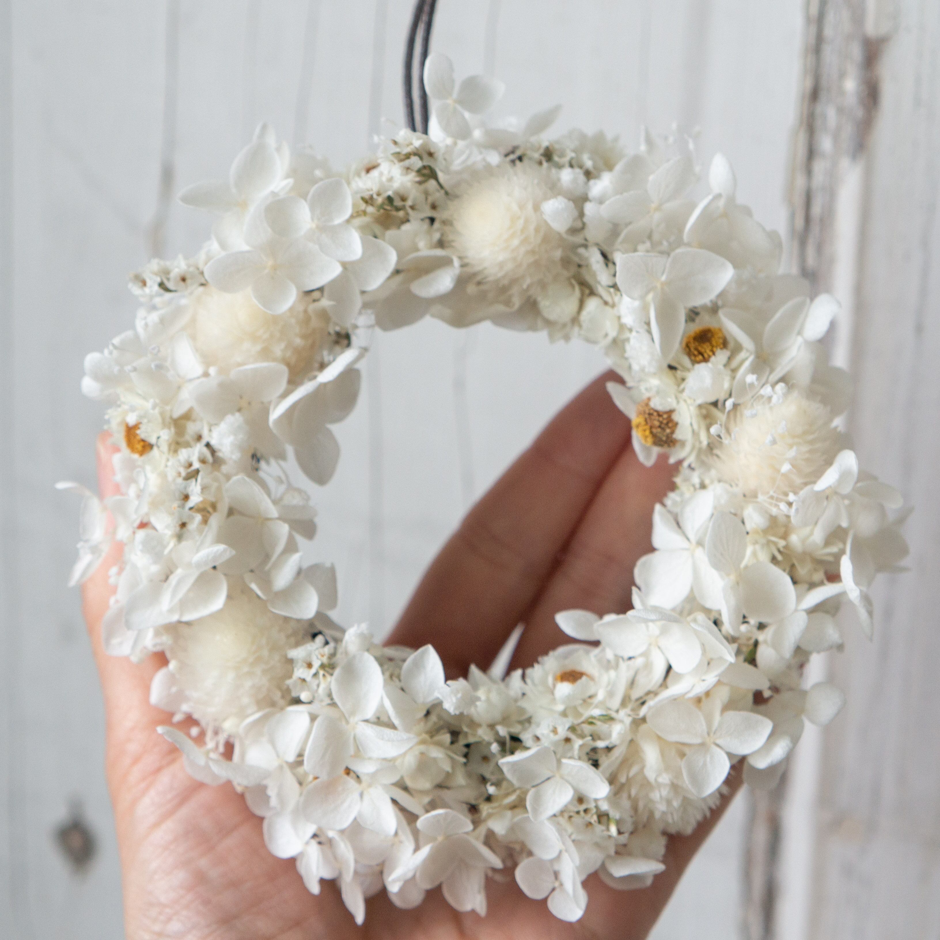 紫陽花と小花のミニリース〜アンティークレース | tocolier 