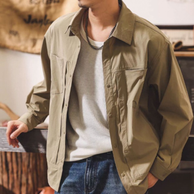 Double pocket vintage cargo shirt ( 3color )