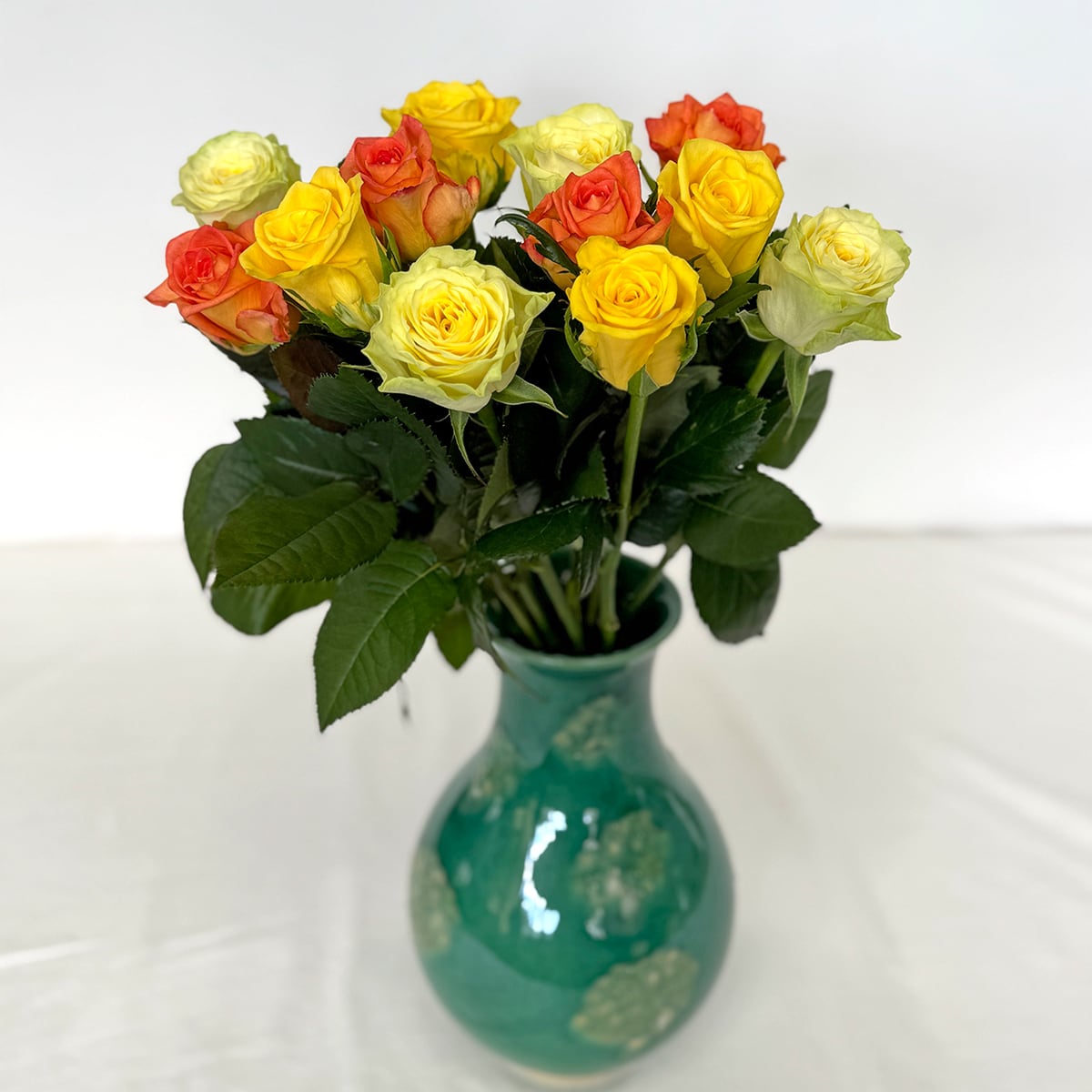 12本【60cm】YELLOW MIX ROSE 黄色オレンジ系バラの花束 | ひぐちばら