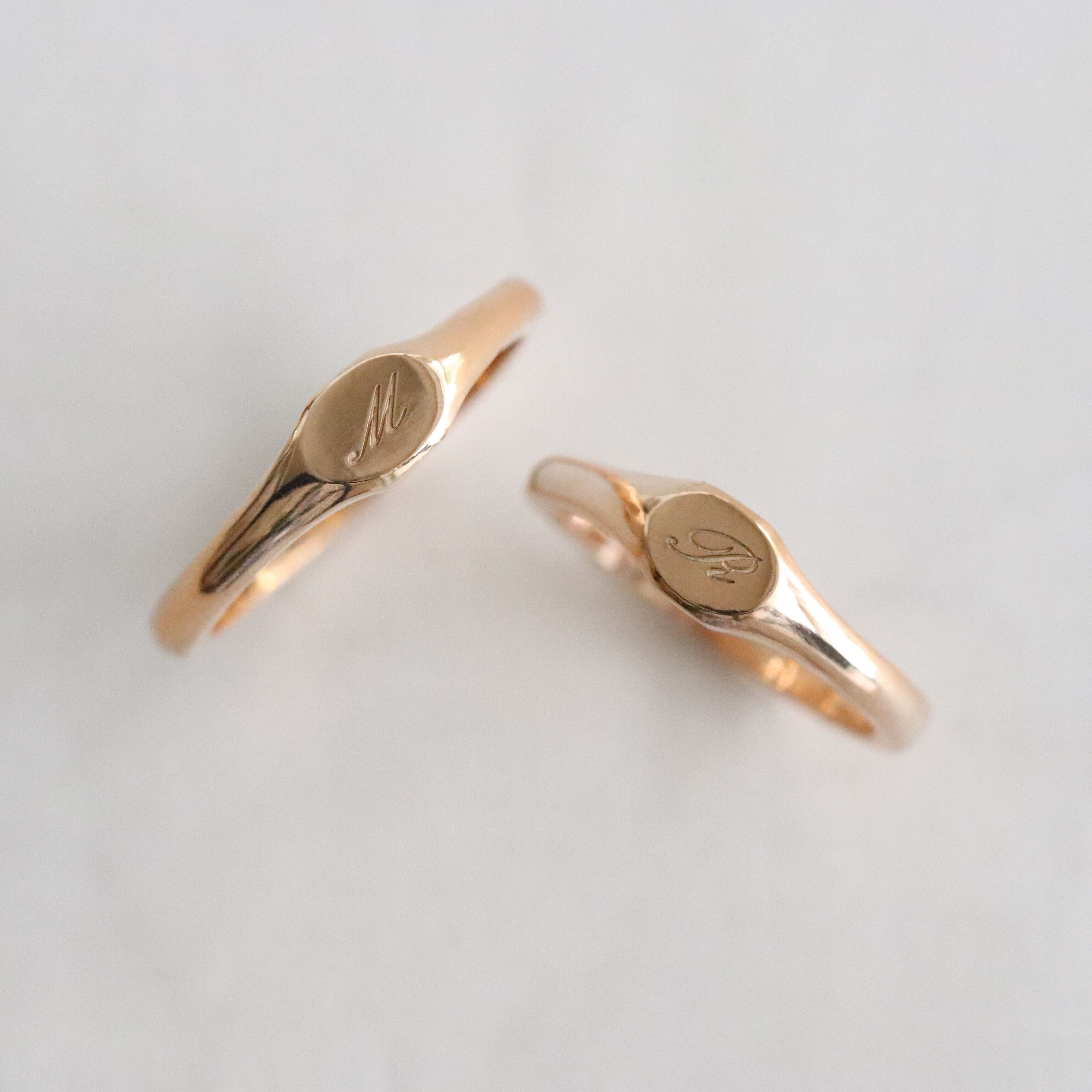 R*Y様 刻印有　リング　15号 結婚指輪】印台イニシャル_K18PG | Somm Jewelry【ソムジュエリー】