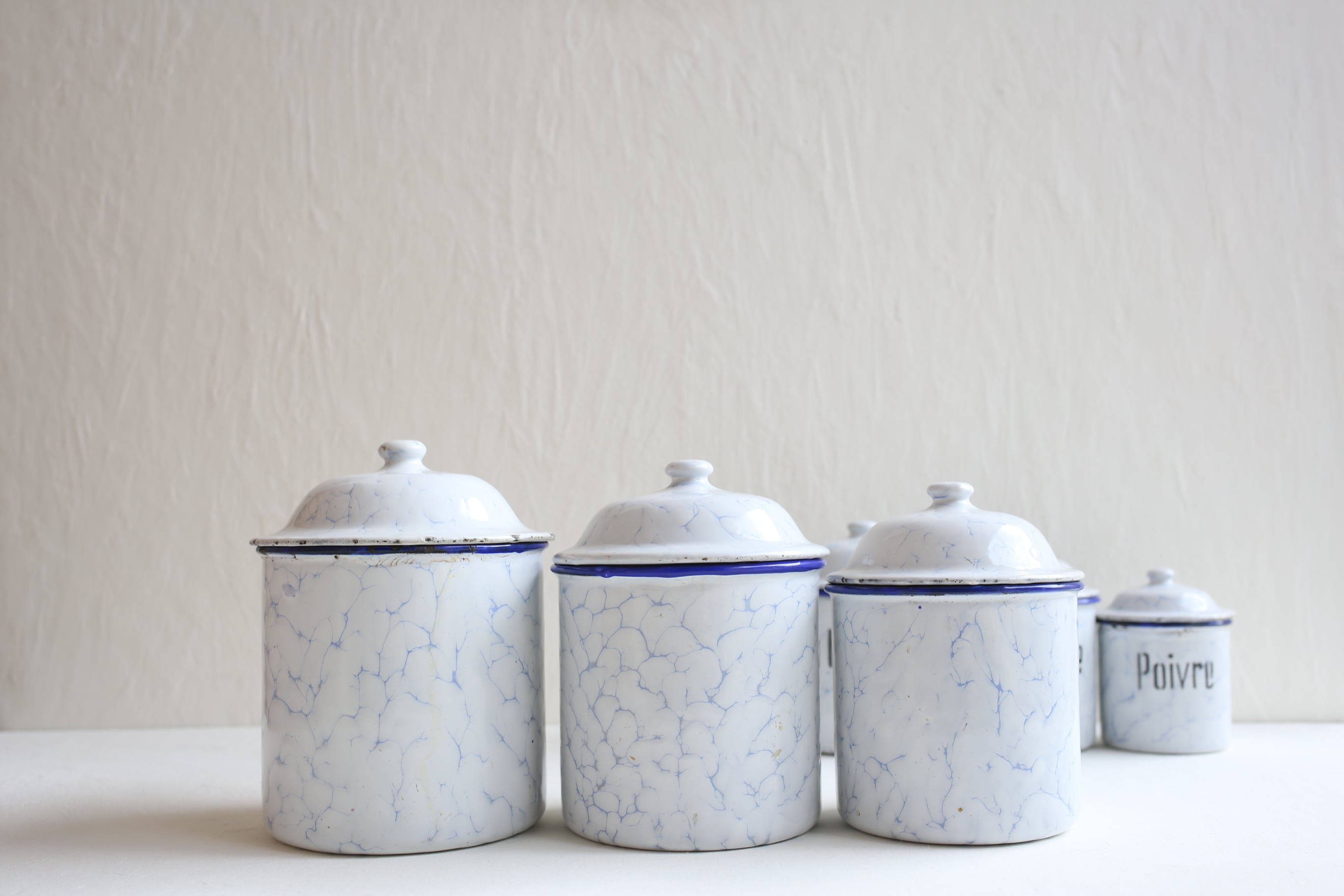 フランス アンティーク ホーロー キャニスター 6個セット N-06129