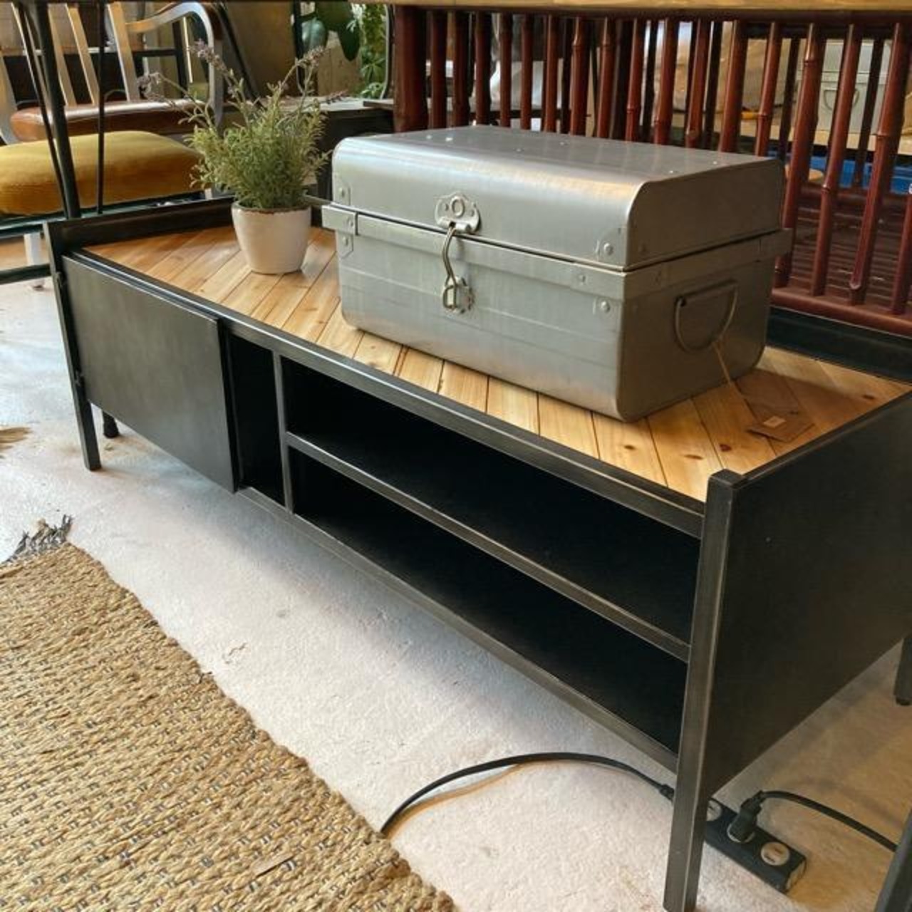 アイアン＆ポプラウッドテレビボード　120cm　【倉庫直送商品】【代引不可】【同梱不可】【送料無料】テレビ台　ロングボード　ローボード